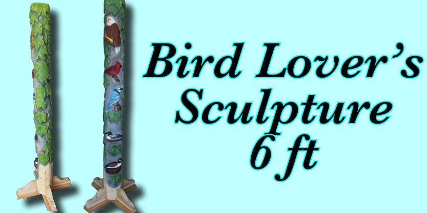 Tree Spirit and Friend bird lovers carving sculpture garden art  